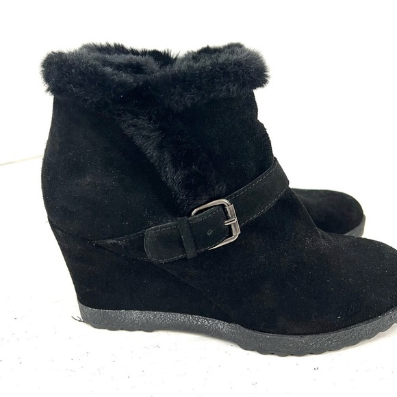 Aquatalia Carlotta Faux-Fur Lined Suede Wedge Ankle Boots - Size 11 - Picture 3 of 13